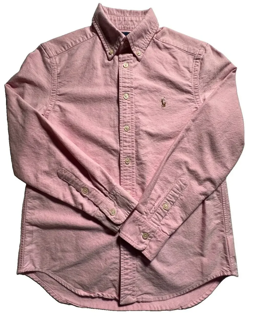 Ralph Lauren Boys M 10-12 Pink Oxford Button Down Shirt Pony Logo Cotton